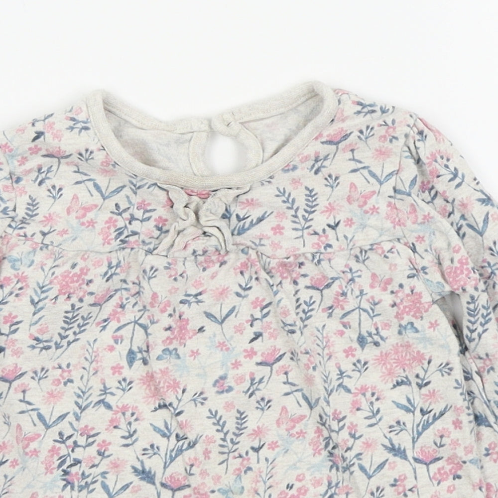 Asda George Girls White Floral  Basic T-Shirt Size 12-18 Months