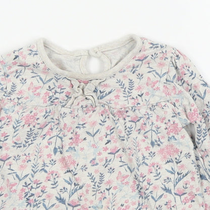 Asda George Girls White Floral  Basic T-Shirt Size 12-18 Months