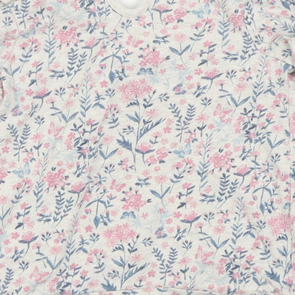Asda George Girls White Floral  Basic T-Shirt Size 12-18 Months