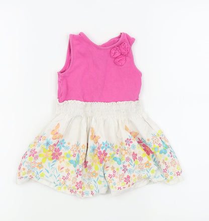 Matalan Girls Pink Floral  Fit & Flare  Size 12-18 Months