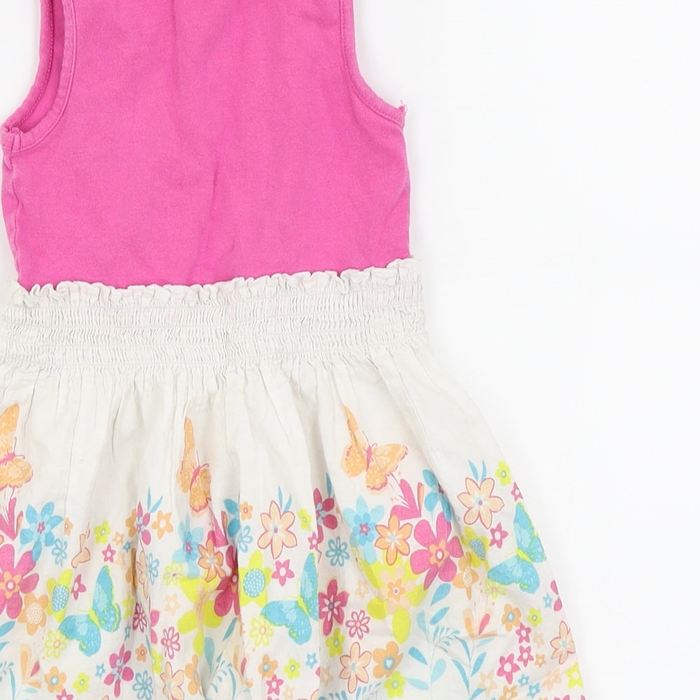 Matalan Girls Pink Floral  Fit & Flare  Size 12-18 Months