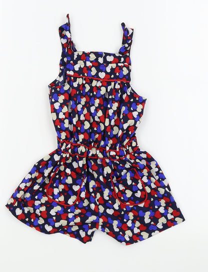Matalan Girls Blue   Dungaree One-Piece Size 12-18 Months  - Heart Detail/playsuit