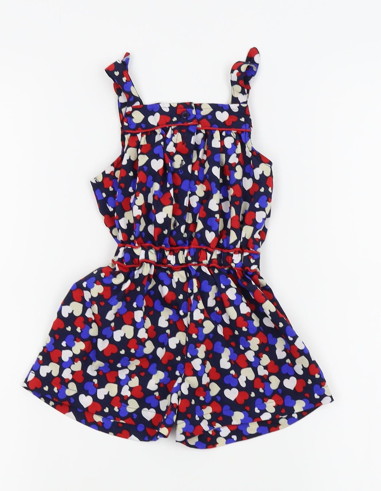 Matalan Girls Blue   Dungaree One-Piece Size 12-18 Months  - Heart Detail/playsuit