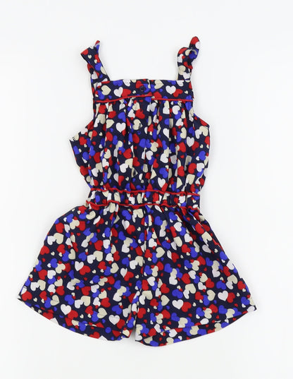 Matalan Girls Blue   Dungaree One-Piece Size 12-18 Months  - Heart Detail/playsuit