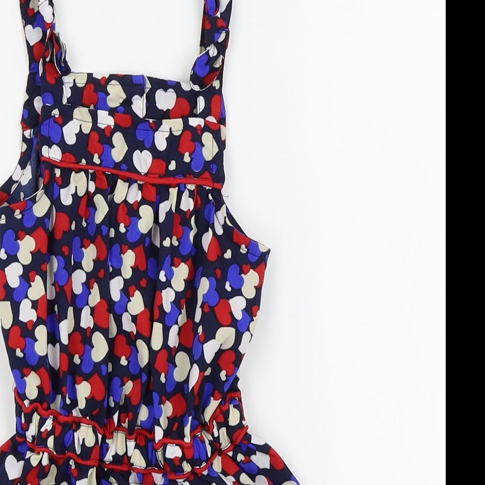Matalan Girls Blue   Dungaree One-Piece Size 12-18 Months  - Heart Detail/playsuit