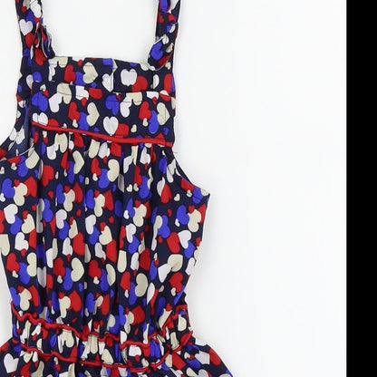 Matalan Girls Blue   Dungaree One-Piece Size 12-18 Months  - Heart Detail/playsuit