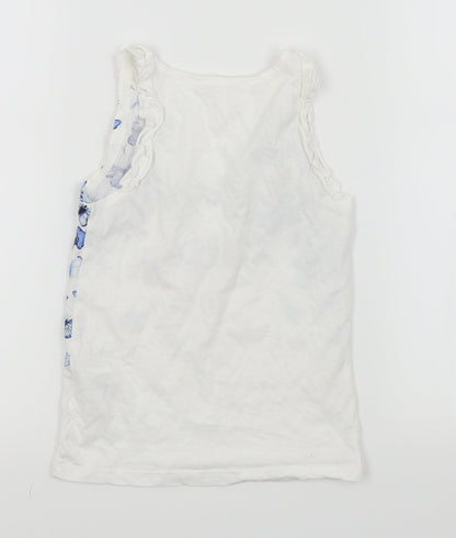 H&M Girls White   Basic Tank Size 6-7 Years  - Butterfly print