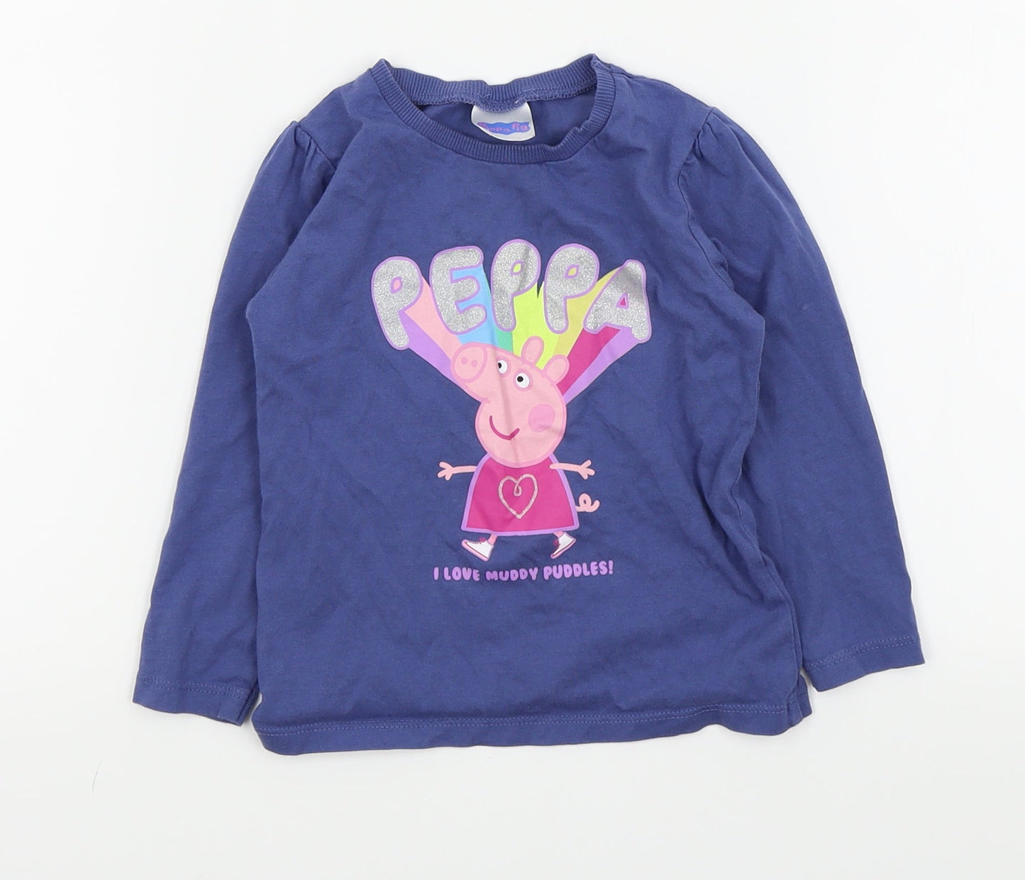 Asda George Girls Blue   Basic T-Shirt Size 18-24 Months  - peppa pig
