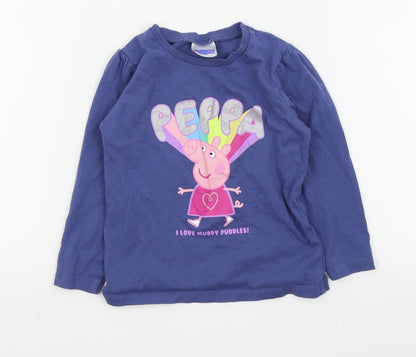 Asda George Girls Blue   Basic T-Shirt Size 18-24 Months  - peppa pig