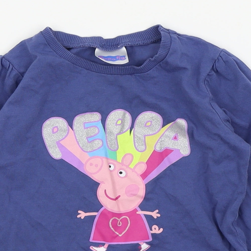 Asda George Girls Blue   Basic T-Shirt Size 18-24 Months  - peppa pig