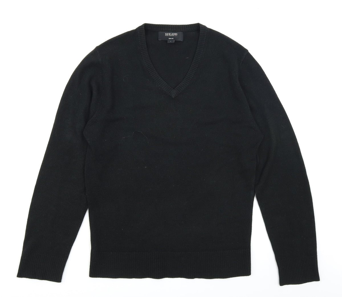 David Jones Mens Black  Knit Pullover Jumper Size S