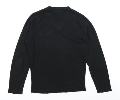 David Jones Mens Black  Knit Pullover Jumper Size S