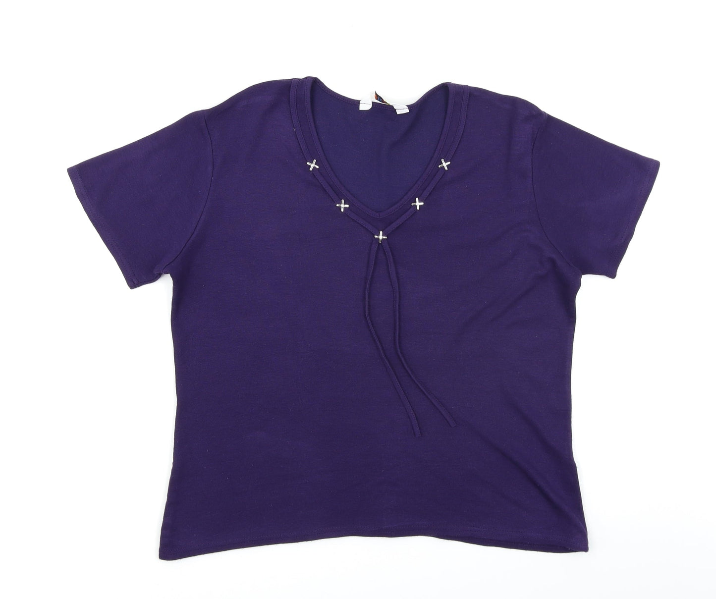 Womens UK Size 16 Happit Purple Basic T-Shirt