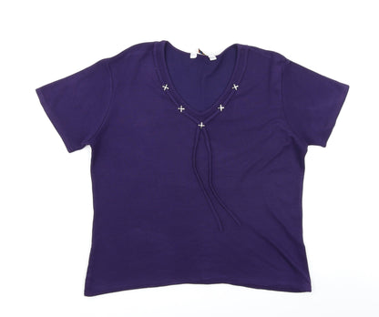 Womens UK Size 16 Happit Purple Basic T-Shirt