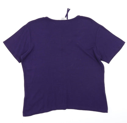 Womens UK Size 16 Happit Purple Basic T-Shirt