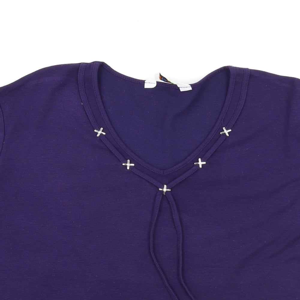 Womens UK Size 16 Happit Purple Basic T-Shirt