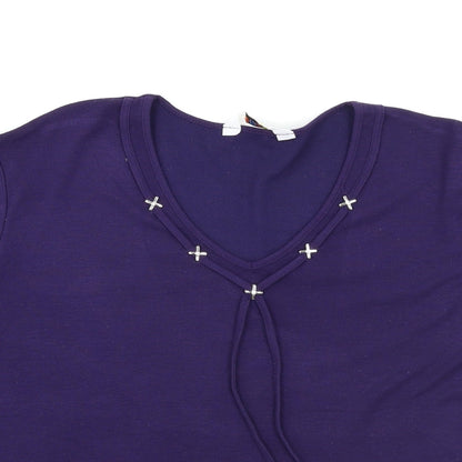 Womens UK Size 16 Happit Purple Basic T-Shirt