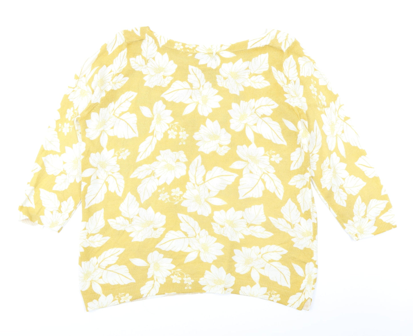 Papaya Womens Yellow Floral Knit Basic T-Shirt Size 16