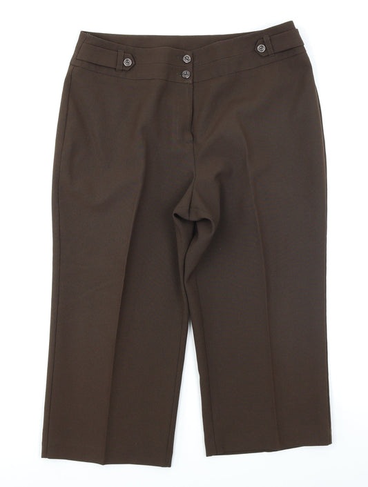 Womens UK Size 14 BM Regular Fit Capri Brown Trousers