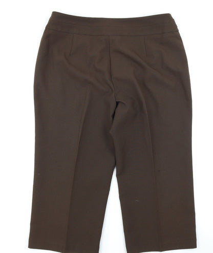 Womens UK Size 14 BM Regular Fit Capri Brown Trousers