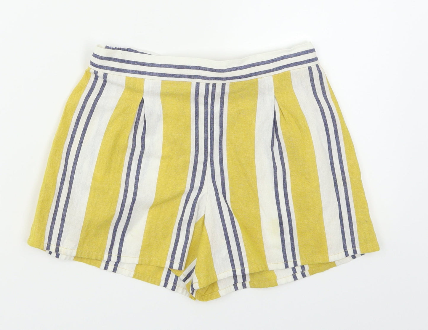 F&F Girls Yellow Striped  Mom Shorts Size 9-10 Years