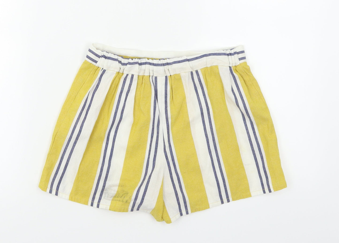 F&F Girls Yellow Striped  Mom Shorts Size 9-10 Years
