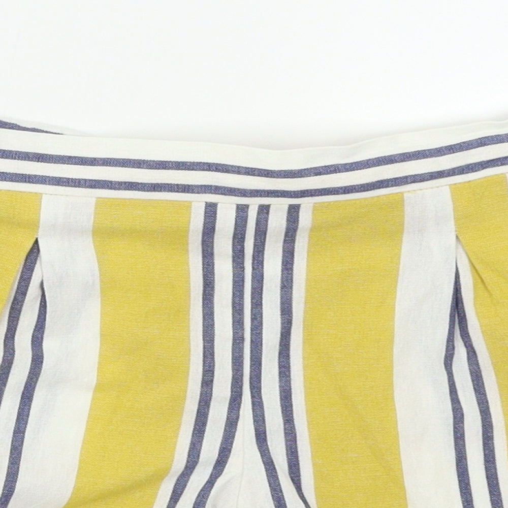 F&F Girls Yellow Striped  Mom Shorts Size 9-10 Years