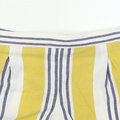 F&F Girls Yellow Striped  Mom Shorts Size 9-10 Years