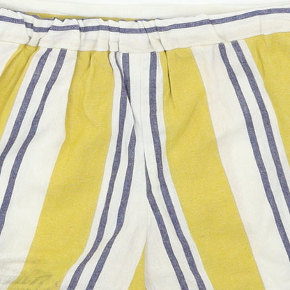 F&F Girls Yellow Striped  Mom Shorts Size 9-10 Years