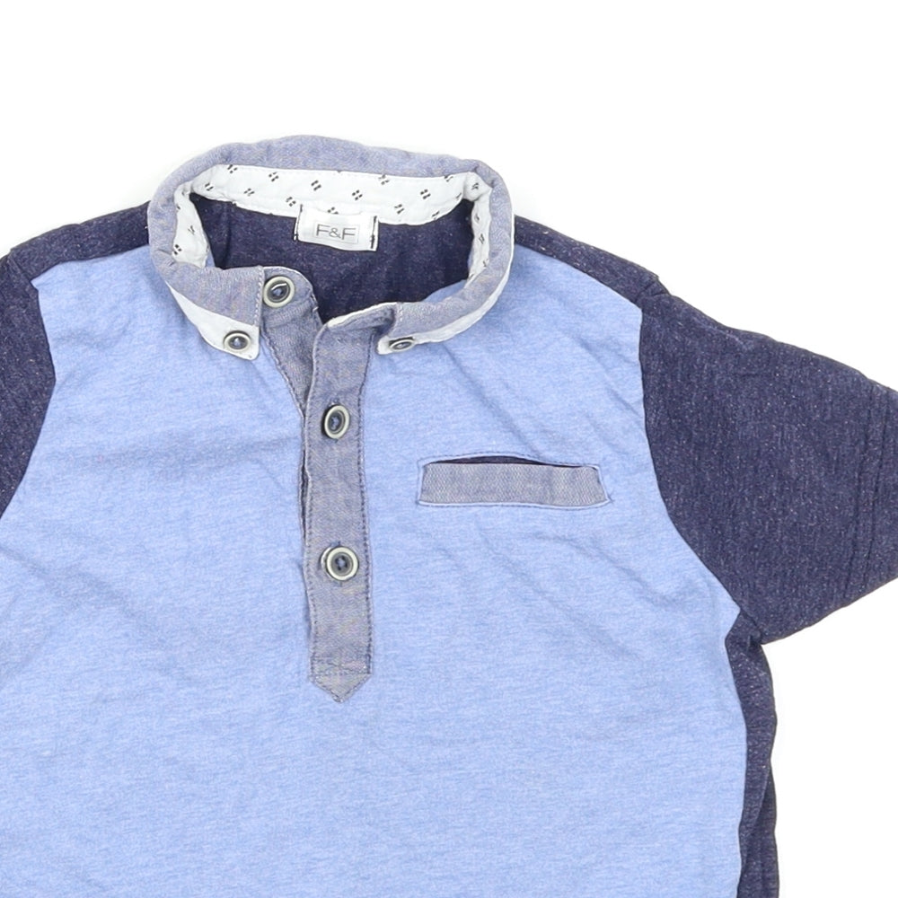 F&F Boys Blue Colourblock  Basic Polo Size 18-24 Months