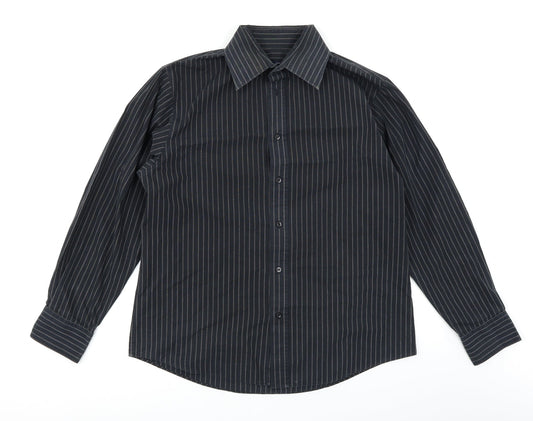 Taylor & Wright Mens Black Striped   Button-Up Size M