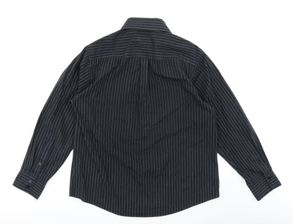 Taylor & Wright Mens Black Striped   Button-Up Size M