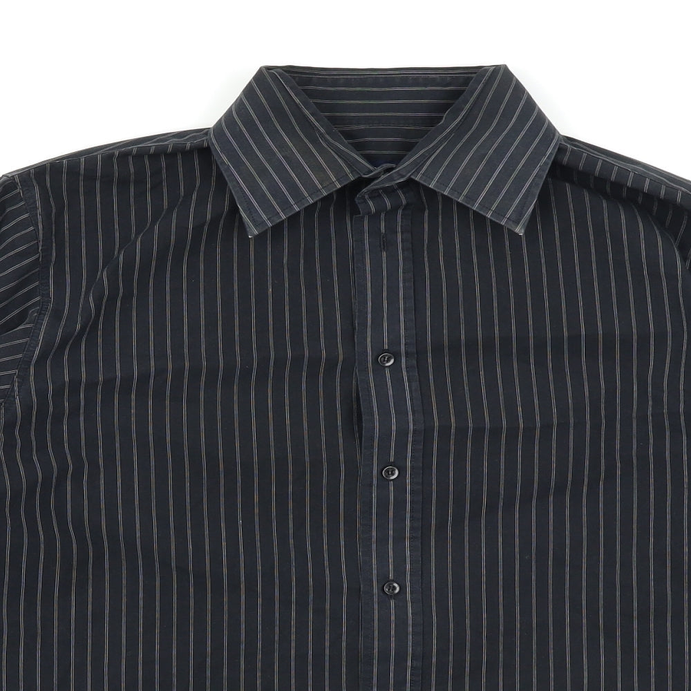 Taylor & Wright Mens Black Striped   Button-Up Size M
