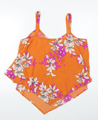 Womens UK Size L W Orange Basic Blouse