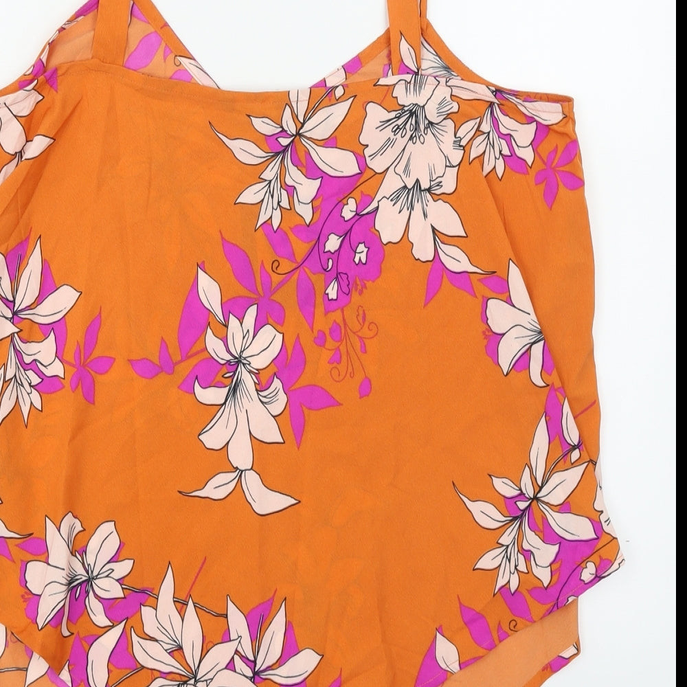 Womens UK Size L W Orange Basic Blouse