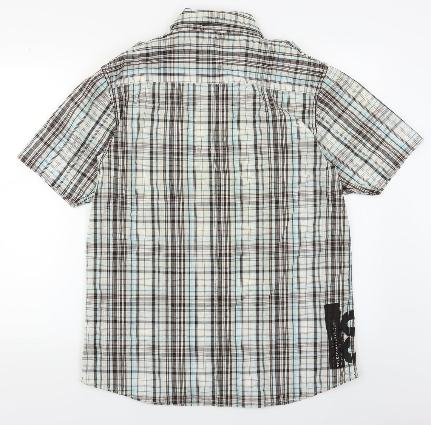 George Mens Blue Plaid   Button-Up Size M