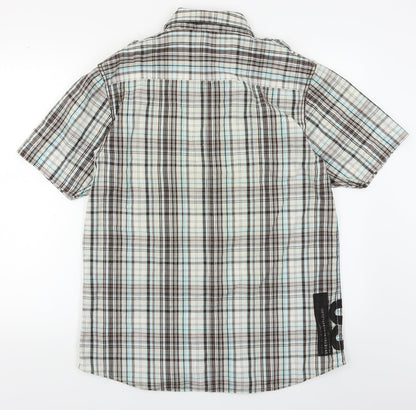 George Mens Blue Plaid   Button-Up Size M