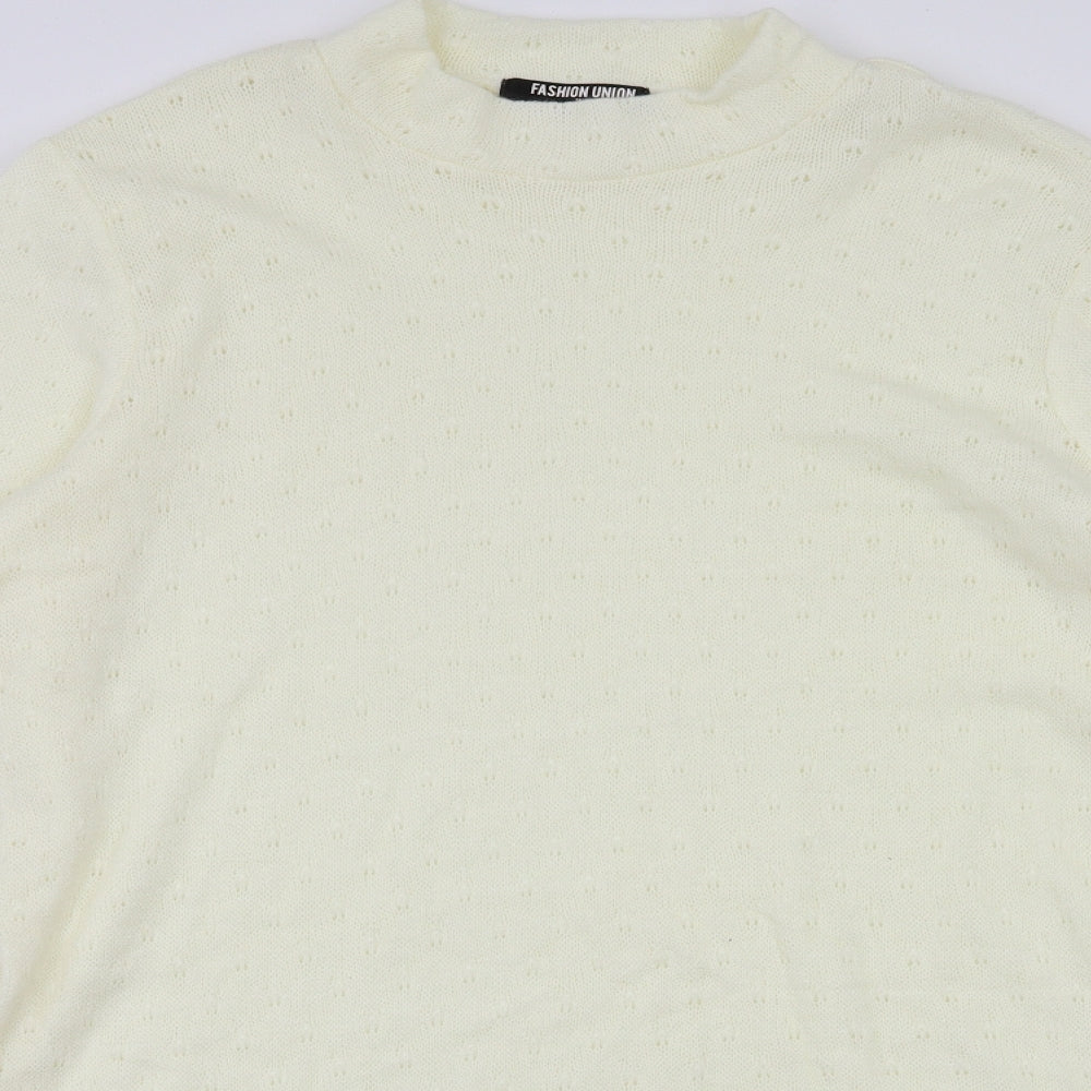 Womens UK Size 14 Fashion Union Ivory Basic T-Shirt