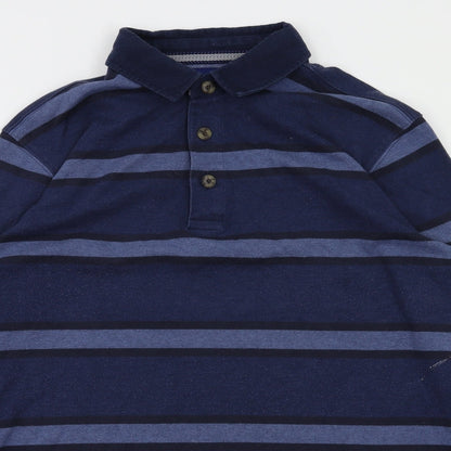 Lincoln Mens Blue Striped   T-Shirt Size M