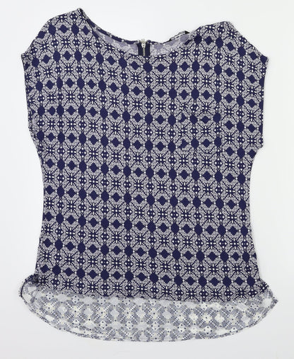 Womens UK Size 12 M&Co Blue Basic T-Shirt