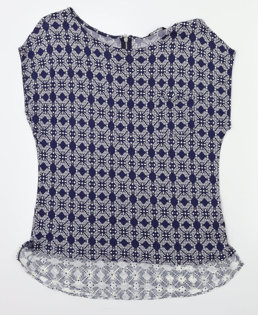 Womens UK Size 12 M&Co Blue Basic T-Shirt