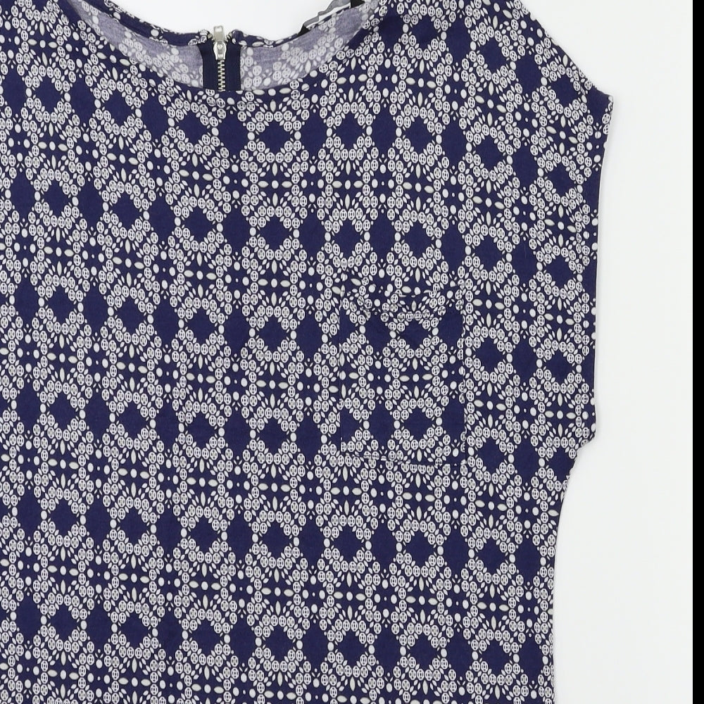 Womens UK Size 12 M&Co Blue Basic T-Shirt