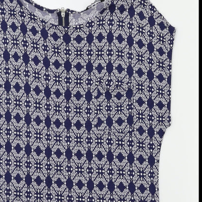 Womens UK Size 12 M&Co Blue Basic T-Shirt