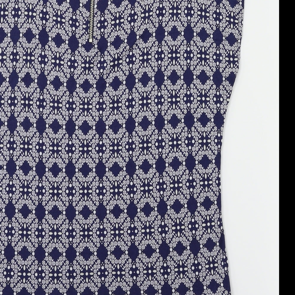 Womens UK Size 12 M&Co Blue Basic T-Shirt