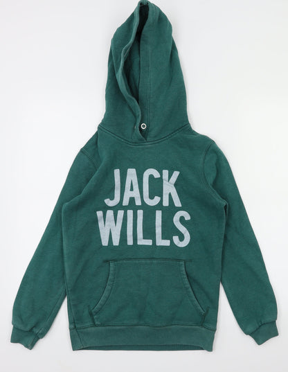 Womens UK Size 4 Jack Wills Green Pullover Hoodie