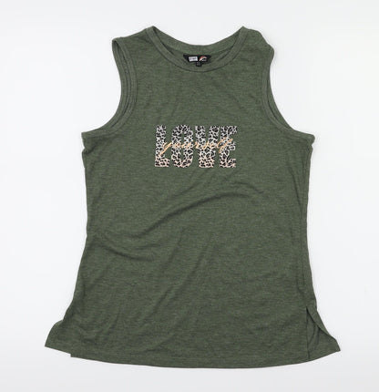 F&F Womens Green Animal Print  Basic T-Shirt Size XS