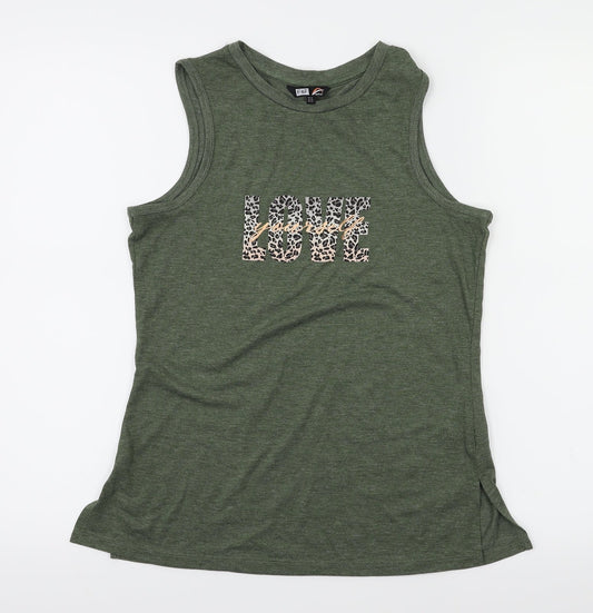 F&F Womens Green Animal Print  Basic T-Shirt Size XS