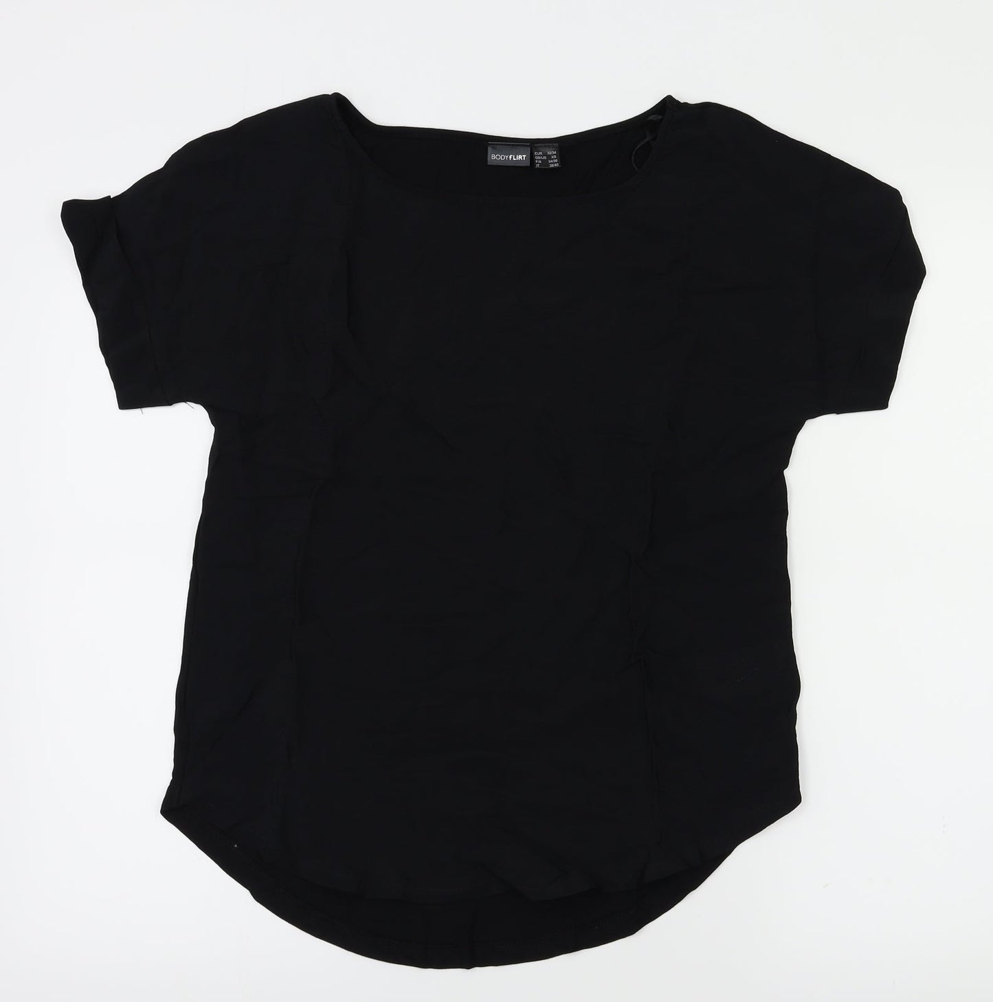 Womens UK Size XS Body Flirt Black Basic T-Shirt
