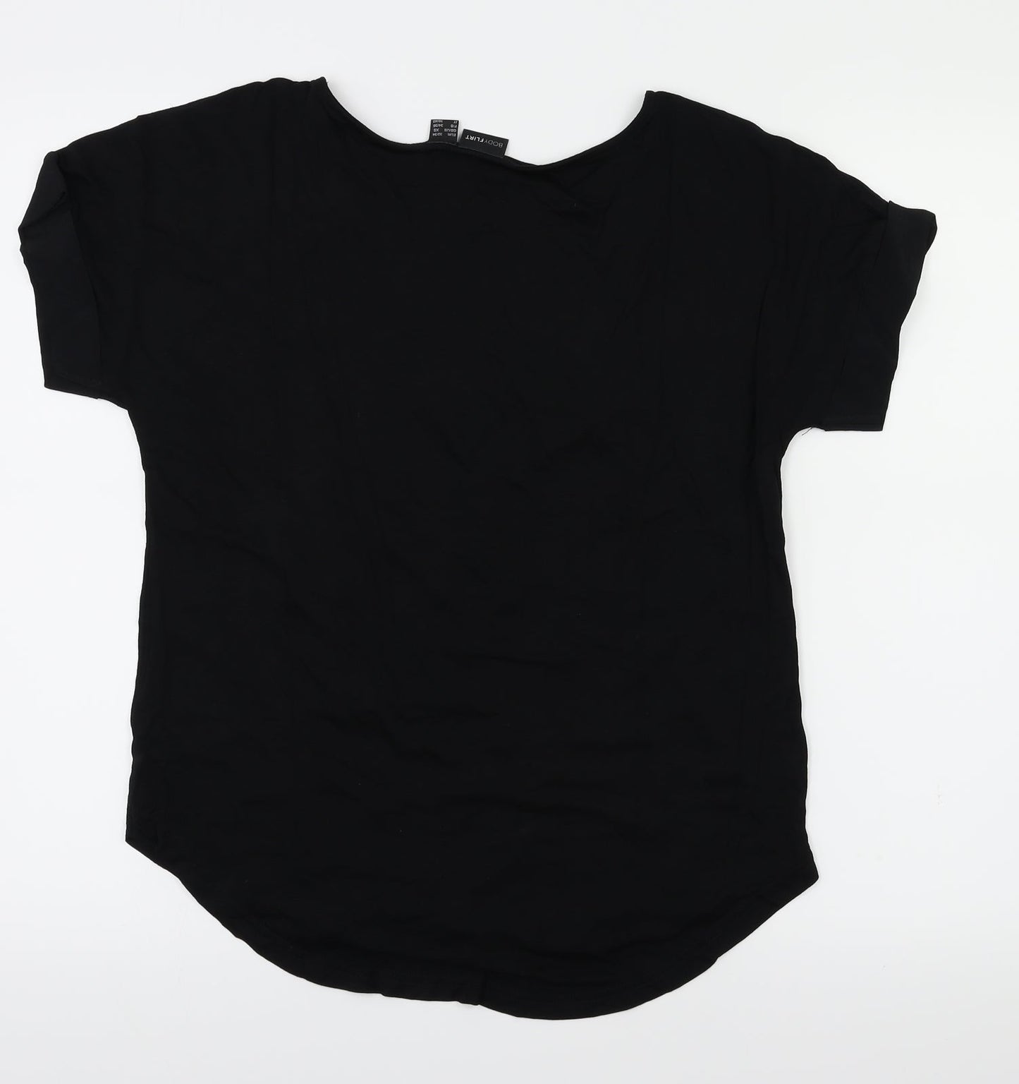Womens UK Size XS Body Flirt Black Basic T-Shirt