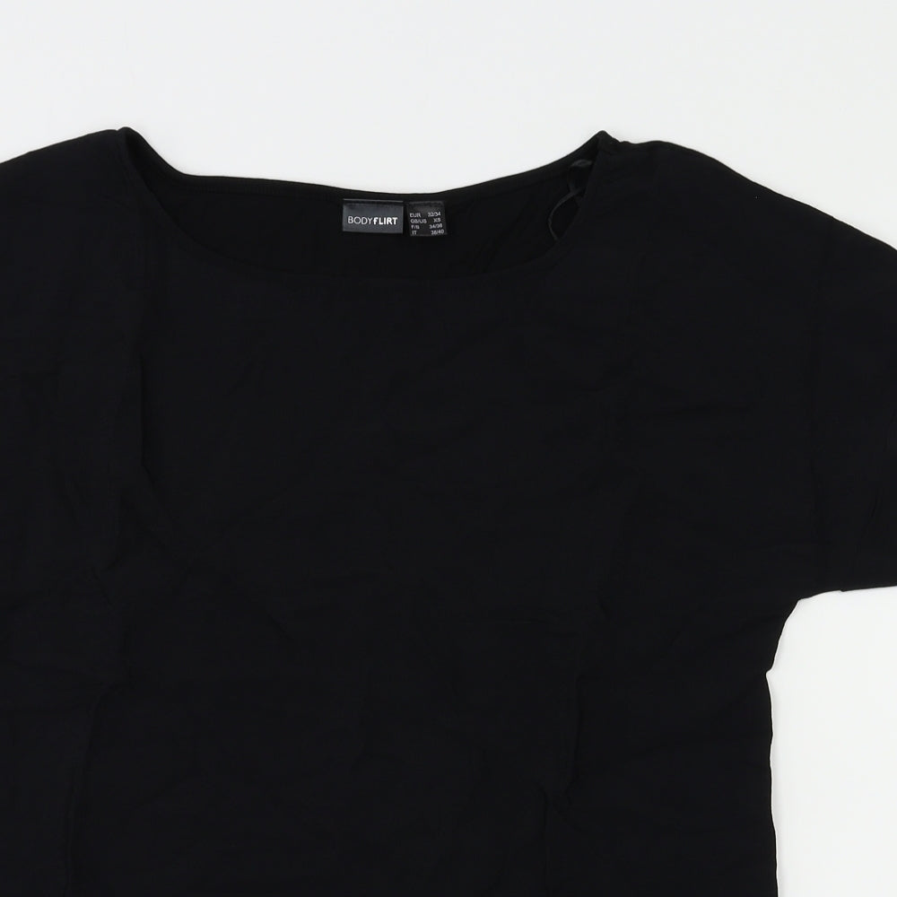 Womens UK Size XS Body Flirt Black Basic T-Shirt